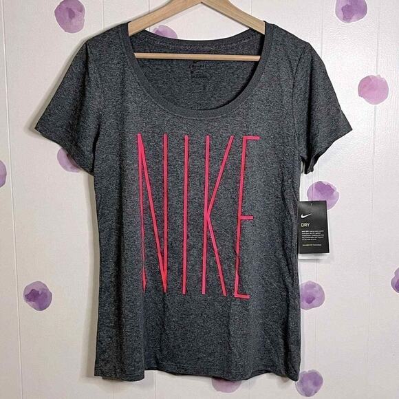 Nike Dri-Fit Pink & Grey Short Sleeve Top Size S NWT - Picture 1 of 5